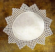 Crocheted Lace & Linen Doily