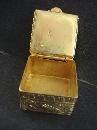 Tiny Enamel Pill Box - Square - Floral design - Gold Tone