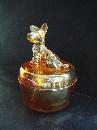 Antique POWDER VANITY DRESSER JAR SCOTTY DOG Jeannette Glass - Luster Finish