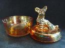 Antique POWDER VANITY DRESSER JAR SCOTTY DOG Jeannette Glass - Luster Finish