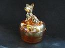Antique POWDER VANITY DRESSER JAR SCOTTY DOG Jeannette Glass - Luster Finish