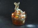Antique POWDER VANITY DRESSER JAR SCOTTY DOG Jeannette Glass - Luster Finish