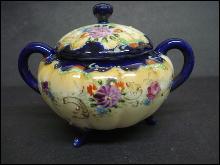Antique Royal Nippon Bowl with Lid - Hand Painted - Footed