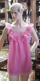 Hot Pink Chiffon Baby Doll Gown