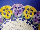 Crocheted Lace Figural Doily PANSY