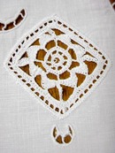 Antique Madeira White Linen Round Piece