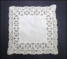 White Linen Doily with Wide Lace Trim-Square