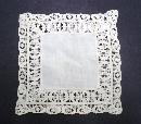 White Linen Doily with Wide Lace Trim-Square