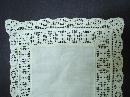 White Linen Doily with Wide Lace Trim-Square