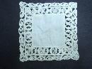 White Linen Doily with Wide Lace Trim-Square