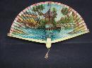 Vintage Celluloid Fan - Colorful - Ivory lake