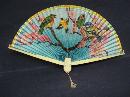 Vintage Celluloid Fan - Colorful - Ivory lake
