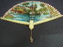 Vintage Celluloid Fan - Colorful - Ivory lake