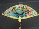 Vintage Celluloid Fan - Colorful - Ivory lake