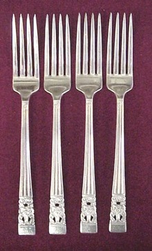 Elegant Silver Dinner Forks CORONATION Set of Four
