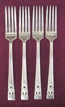 Elegant Silver Dinner Forks CORONATION Set of Four