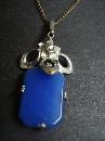 Antique Necklace Pendant Blue Lapis Lazuli Stone