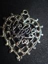 Fantastic Vintage Silver Pendant - Silver Heart - I Love You - Filigree Charm or Pendant