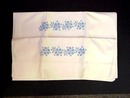 Pair Embroidered Pillowcases BLUE ROSES