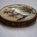 Fabulous Antique Silver and Ivory Scrimshaw Brooch - Pin