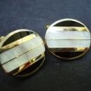 Vintage Gold Tone and Pearl Cufflinks - Cuff Links - by Hickok