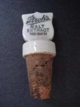 Antique Strohs Bottled Beer Porcelain Stopper