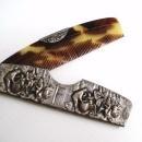 Antique Pocket Comb - Embossed metal Cover