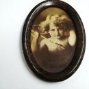 Antique Picture Cupid - Angel - Oval Shape - Framed