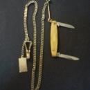Great Vintage Watch Chain With Small Pocket Knife Fob - Golden Handle