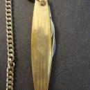 Great Vintage Watch Chain With Small Pocket Knife Fob - Golden Handle