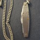 Great Vintage Watch Chain With Small Pocket Knife Fob - Golden Handle