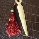 Antique Bookmark - French Ivory - Calluloid - Tassel
