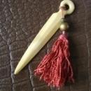 Antique Bookmark - French Ivory - Calluloid - Tassel