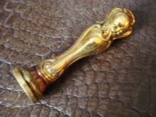 Lovely Antique Wax Stamp Ornate Victorian Style Gold Tone