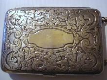 Antique SIlver Purse - Ornate victorian style design - Coin Money - Cards - Powder - Mirror