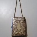 Antique SIlver Purse - Ornate victorian style design - Coin Money - Cards - Powder - Mirror