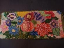 Vintage Needlework Pillow Case - Slipcover - Golden Green Trim
