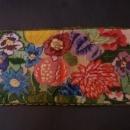Vintage Needlework Pillow Case - Slipcover - Golden Green Trim