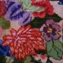 Vintage Needlework Pillow Case - Slipcover - Golden Green Trim