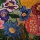 Vintage Needlework Pillow Case - Slipcover - Golden Green Trim