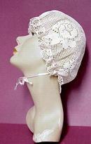 Crocheted Filet Lace Ladies BONNET