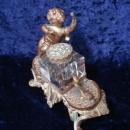 French Antique Inkwell - Bronze, Brass and Enamel - Crystal Ink Bottle