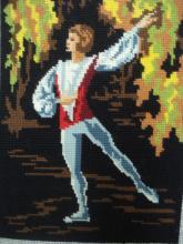 Vintage French Needlepoint Ballet Dancer