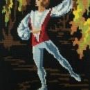 Vintage French Needlepoint Ballet Dancer