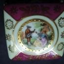 Vintage Hinged Ring Box Courting Couple Imari Colors Gold Decorations and Beading