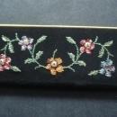Vintage Comb Holder Petit Point on Silk Floral with Seed Pearls Germany