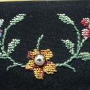 Vintage Comb Holder Petit Point on Silk Floral with Seed Pearls Germany