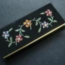 Vintage Comb Holder Petit Point on Silk Floral with Seed Pearls Germany