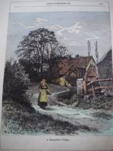 Antique Print HAnd Painted Water Color Signed