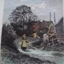 Antique Print HAnd Painted Water Color Signed
